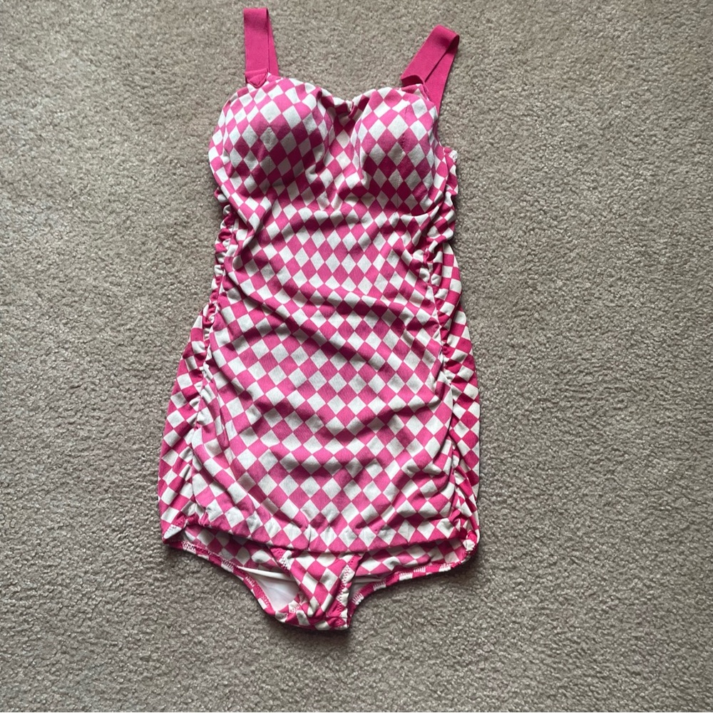 Rare vintage 1960s Darlene White & Pink Diamond Vintage Swimsuit